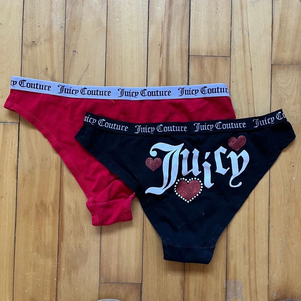 Juicy Couture Womens Black Red Cotton Hipster Panty Briefs Size Small Set of 2